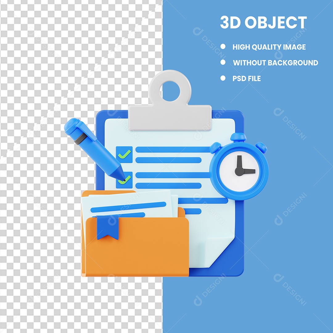 Elemento 3D Bloco de Notas para Composição PSD Editável