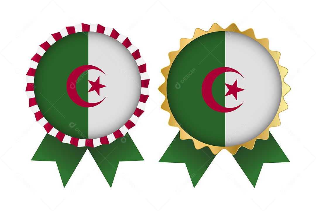 Etiquetas de Bandeira de Argélia Ilustração Vetor EPS