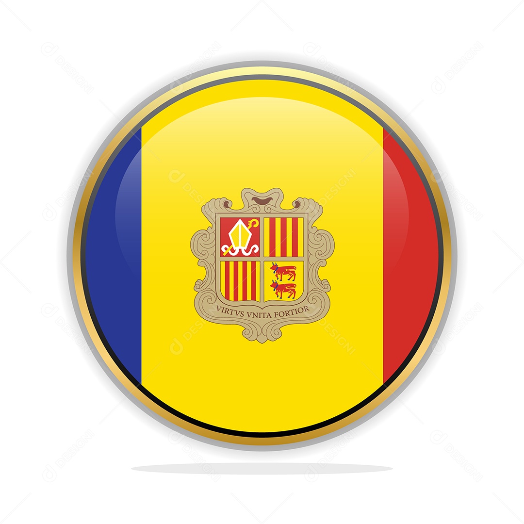Bandeira de Andorra na Forma de Botão Ilustração Vetor EPS