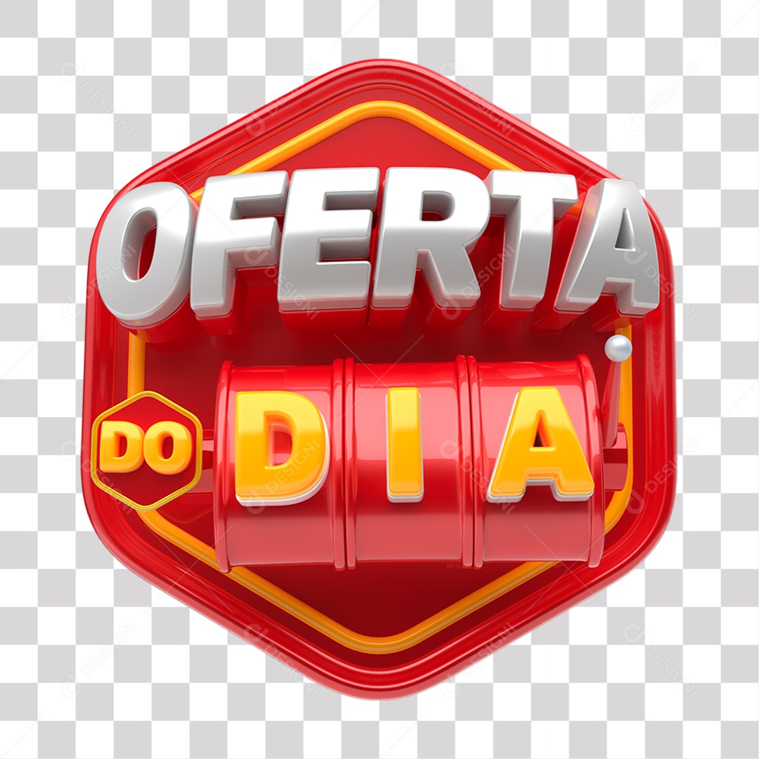 Oferta Do Dia Selo 3D Vermelho Amarelo e Branco para Composição PNG Transparente