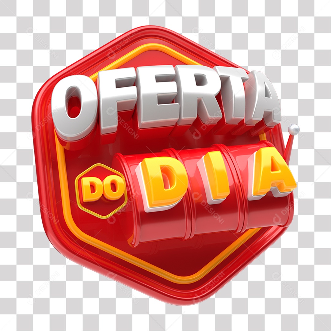 Oferta Do Dia Selo 3D Vermelho Amarelo e Branco para Composição PNG Transparente