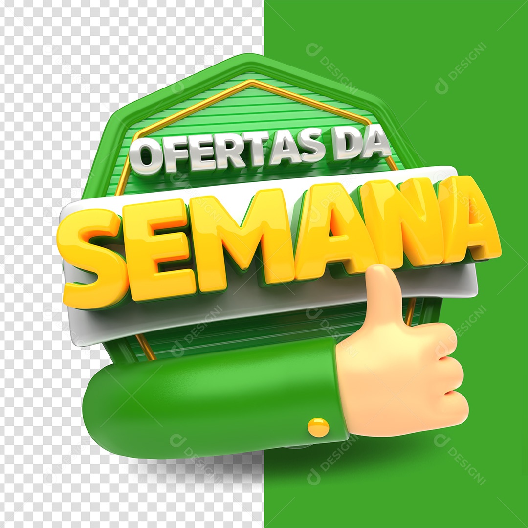 Ofertas Da Semana Selo 3D Verde e Amarelo para Composição PSD