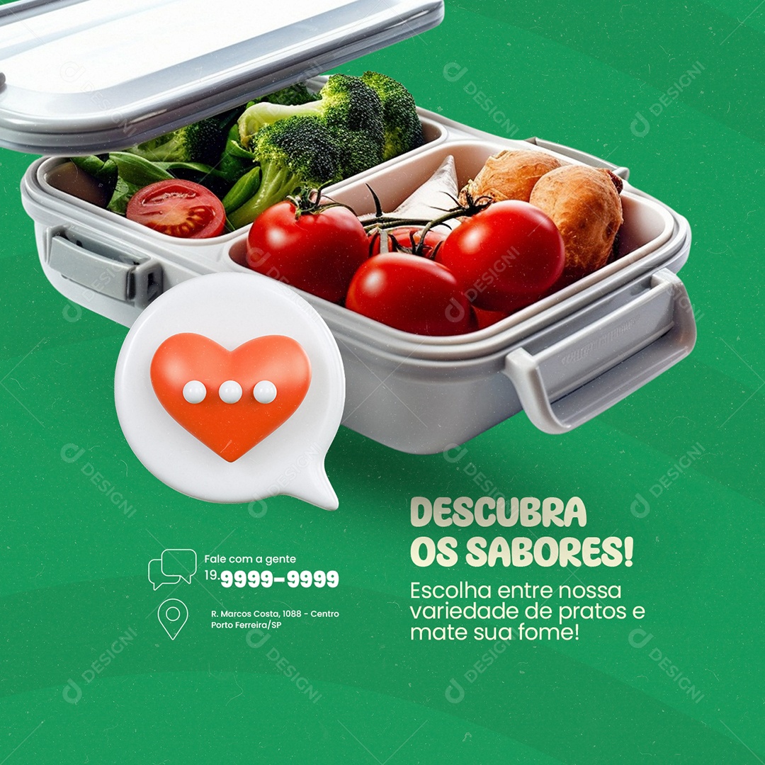 Restaurante Marmitaria Descubra os Sabores Escolha entre nossa variedade de pratos Social Media PSD Editável