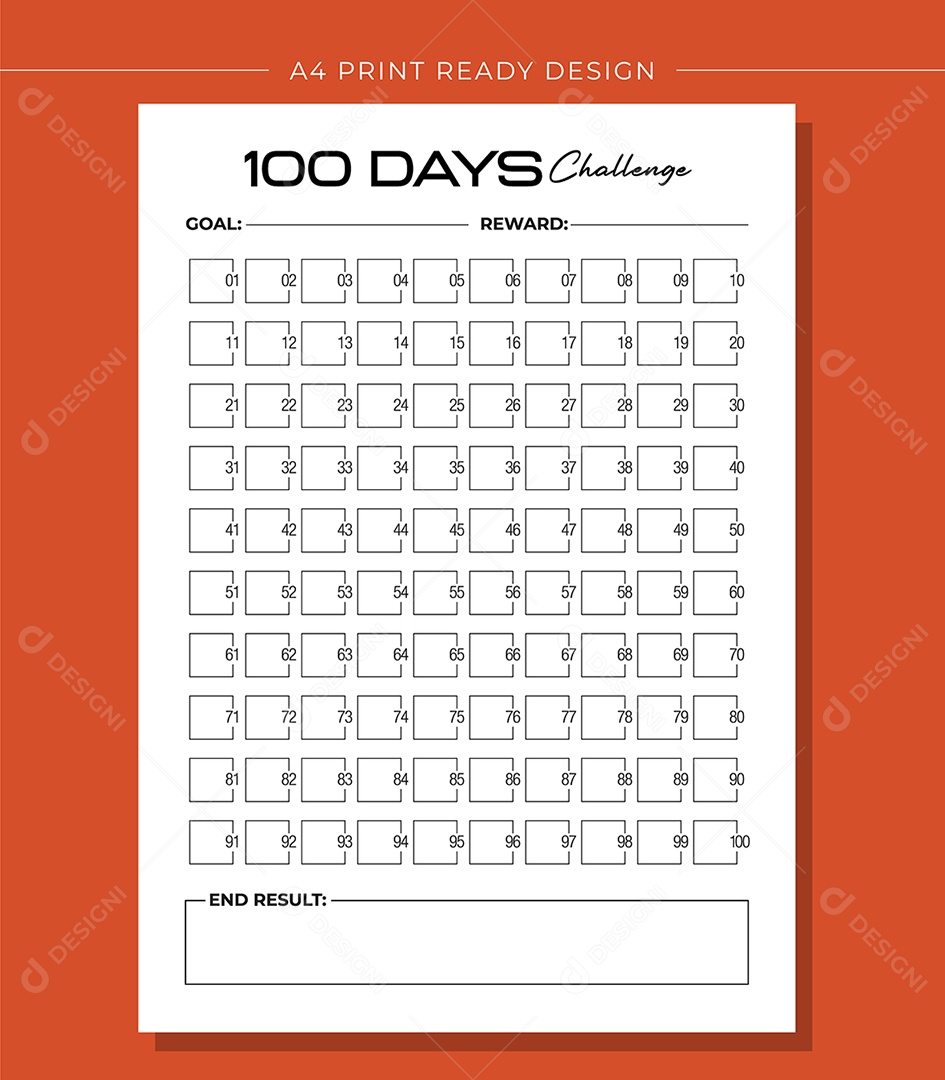 Modelo de Desafio dos 100 dias Ilustração Vetor EPS