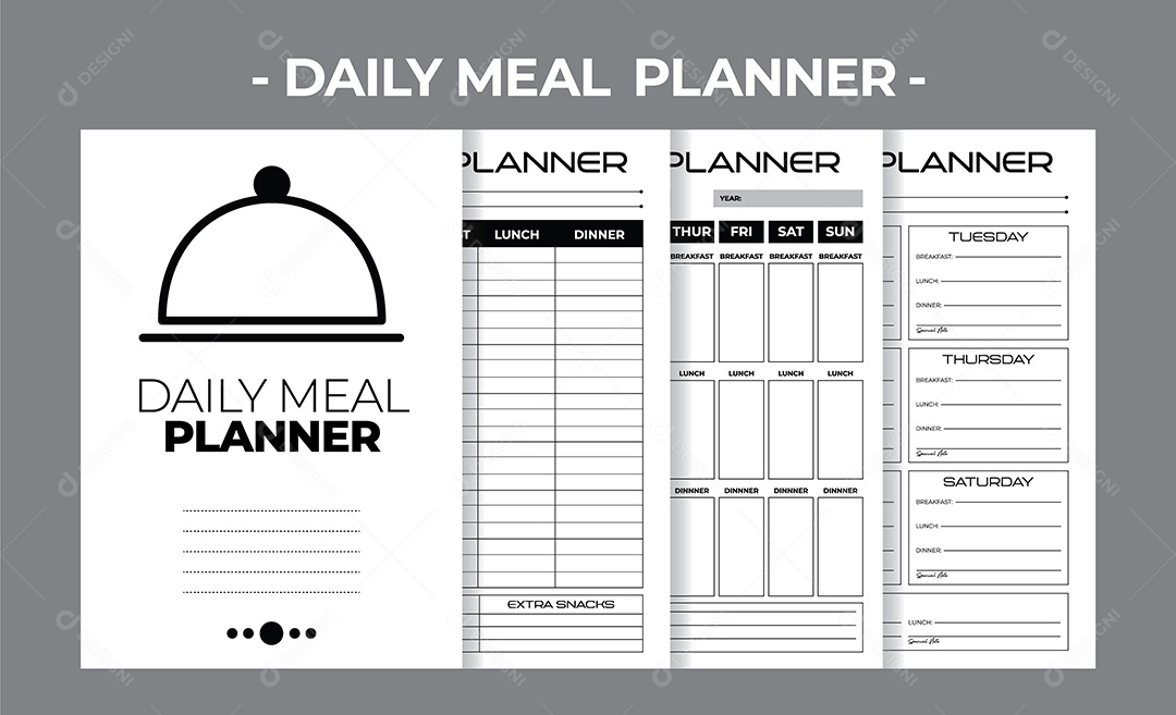 Modelo de Planejador de Refeições Diárias Vetor EPS