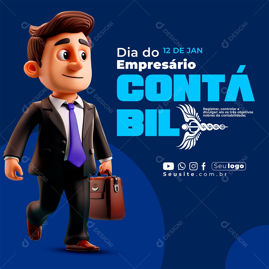 Social Media Accounting Entrepreneur's Day January 12 Register, control, and disclose Editable PSD