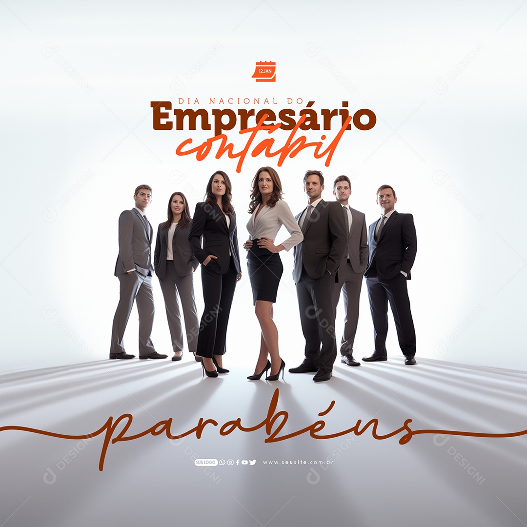 Dia Nacional do Empresário Contábil 12 De Janeiro parabéns Social Media PSD Editável
