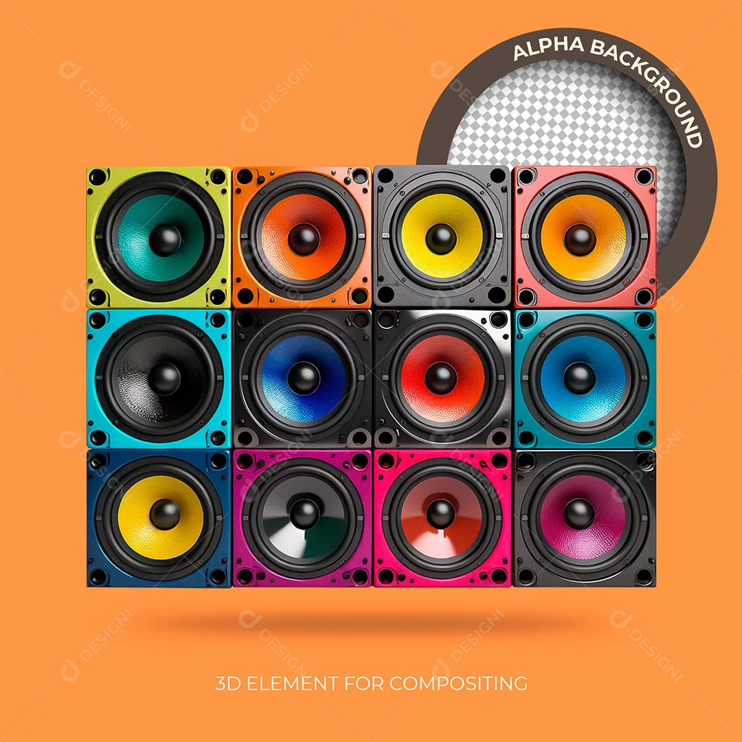 Caixas de Som Coloridas Elemento Para Composição PSD