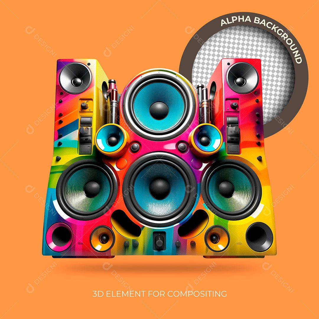 Caixas de Som Coloridas Elemento Para Composição PSD
