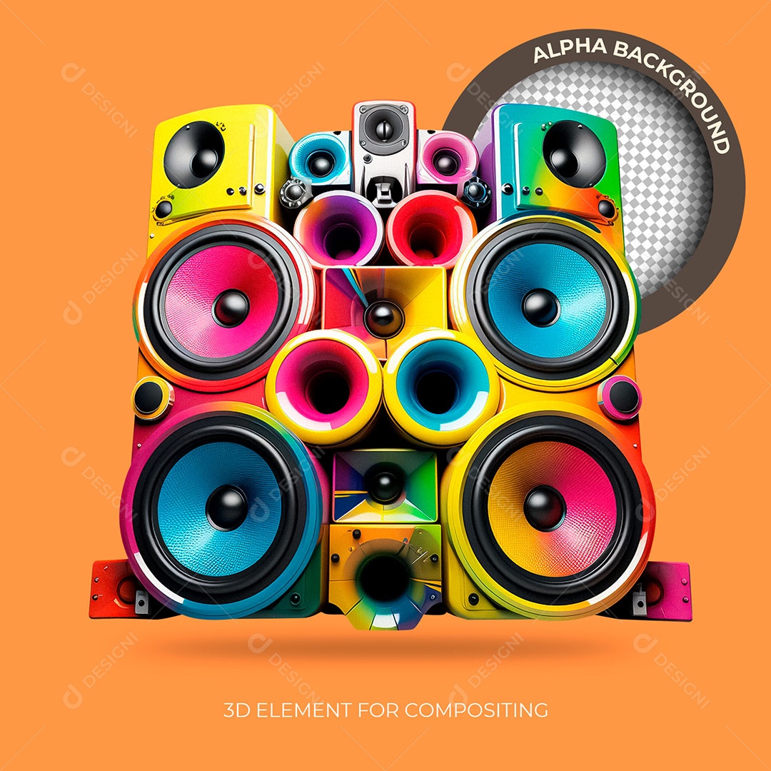 Caixas de Som Coloridas Elemento Para Composição PSD