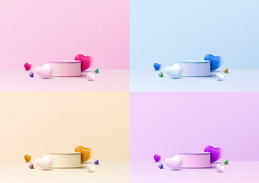 Cenário de Pódio do Dias Namorados Vetor EPS Editável