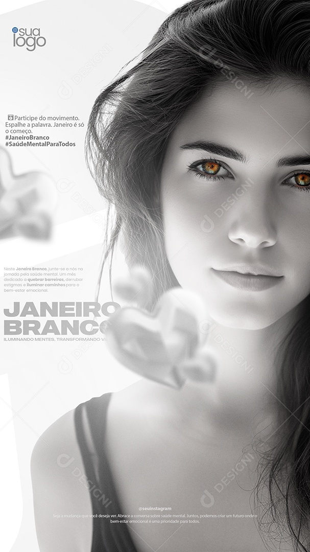Story Janeiro Branco Saúde Mental para Todos Social Media PSD Editável