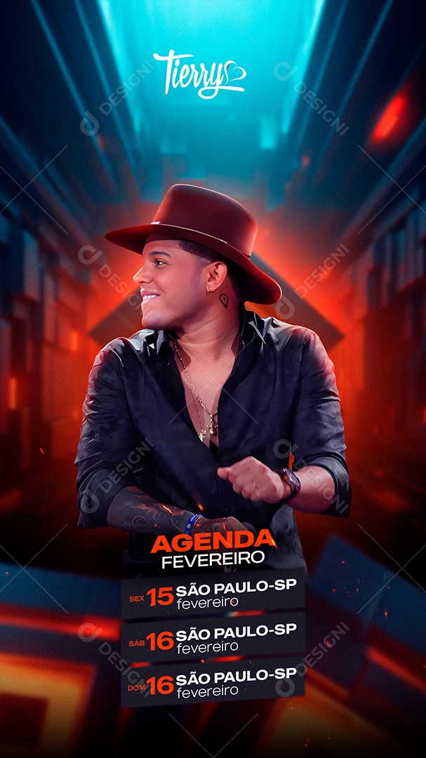 Story Flyer Agenda Fevereiro Tierry Social Media PSD Editável