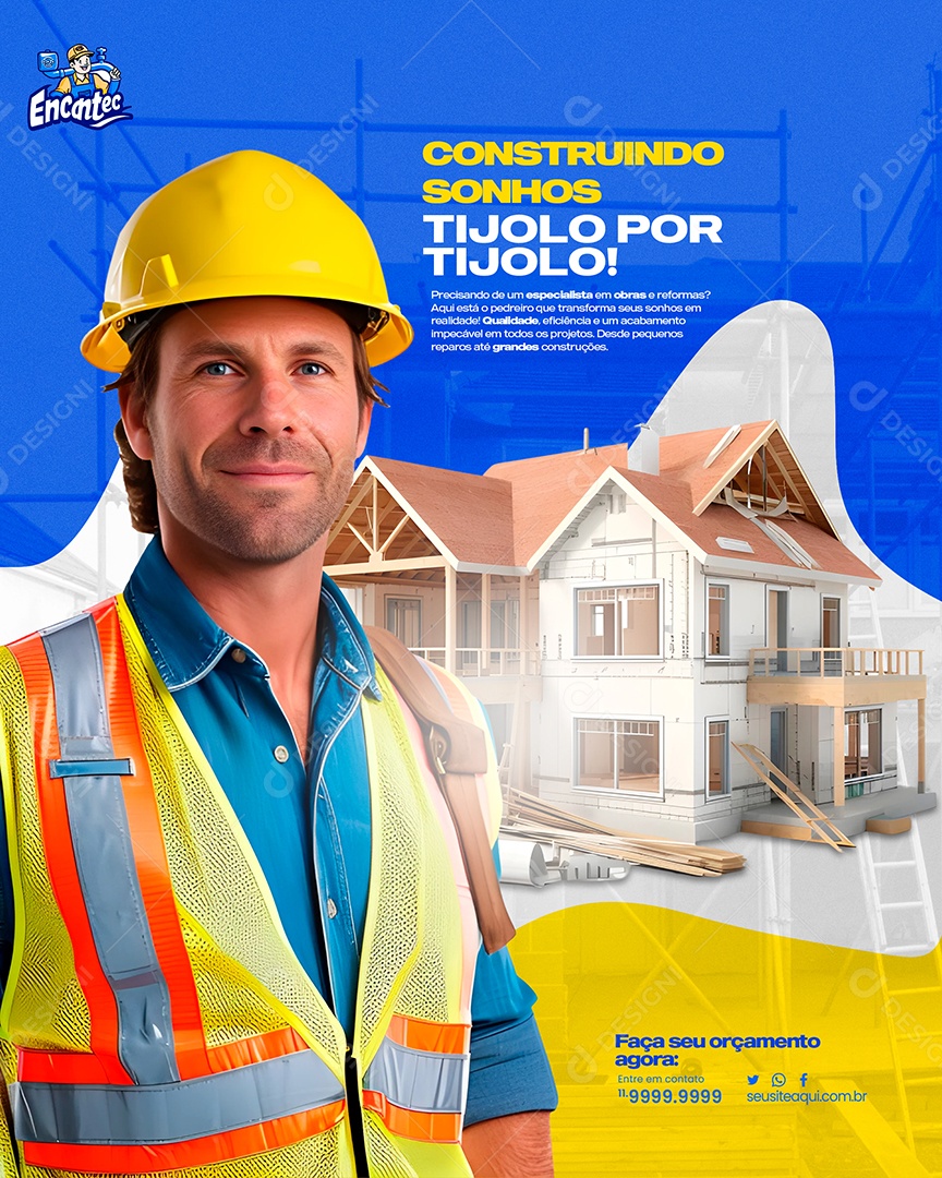 Materiais de Construção Construindo Sonhos Social Media PSD Editável