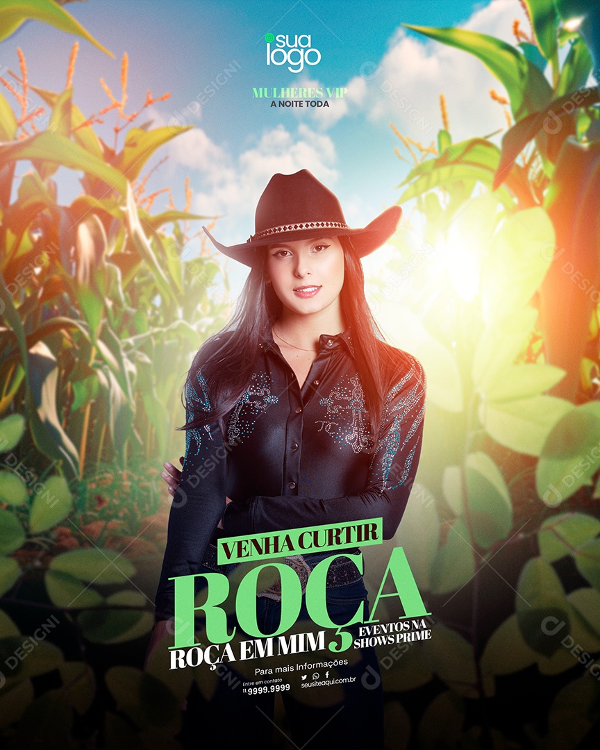 Flyer Venha Curtir Roça Roça em Mim Eventos na Shows Prime Social Media PSD Editável