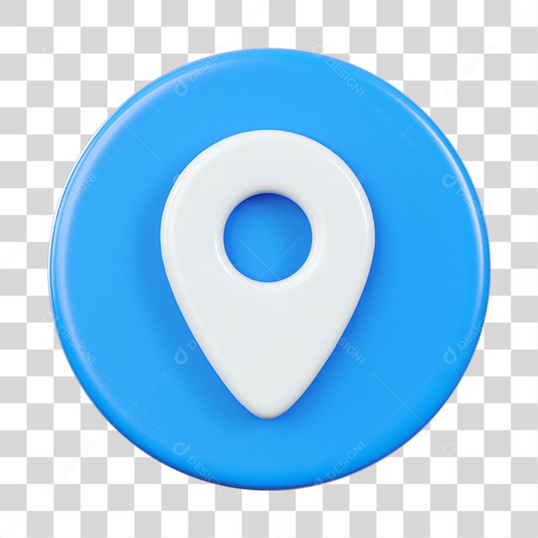 Elemento 3D Pin de Localização Azul e Branco para Composição PNG Transparente