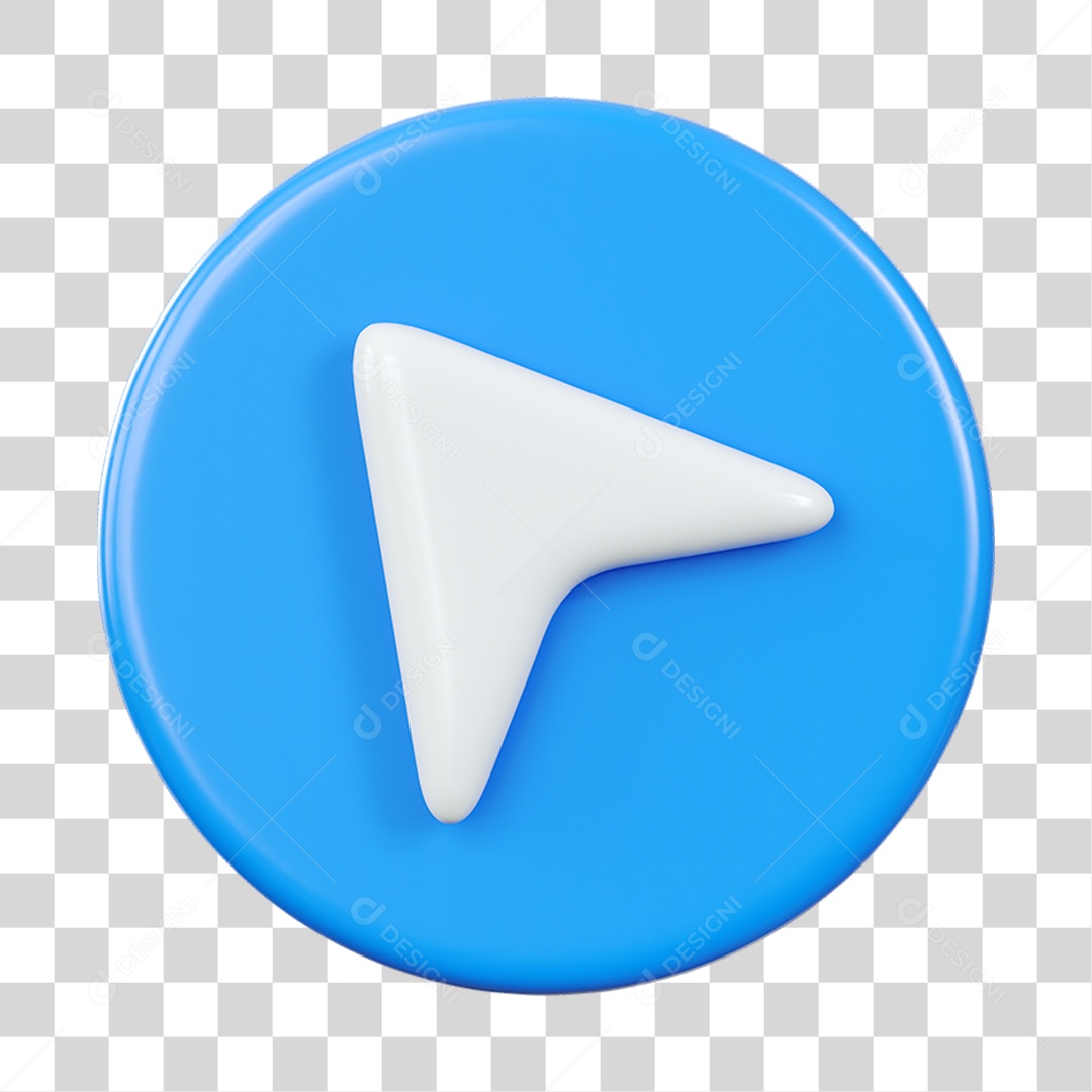 Seta Simples Elemento 3D Azul e Branco para Composição PNG Transparente