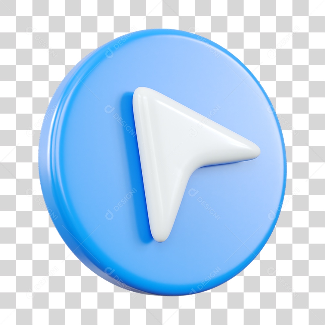 Seta Simples Elemento 3D Azul e Branco para Composição PNG Transparente