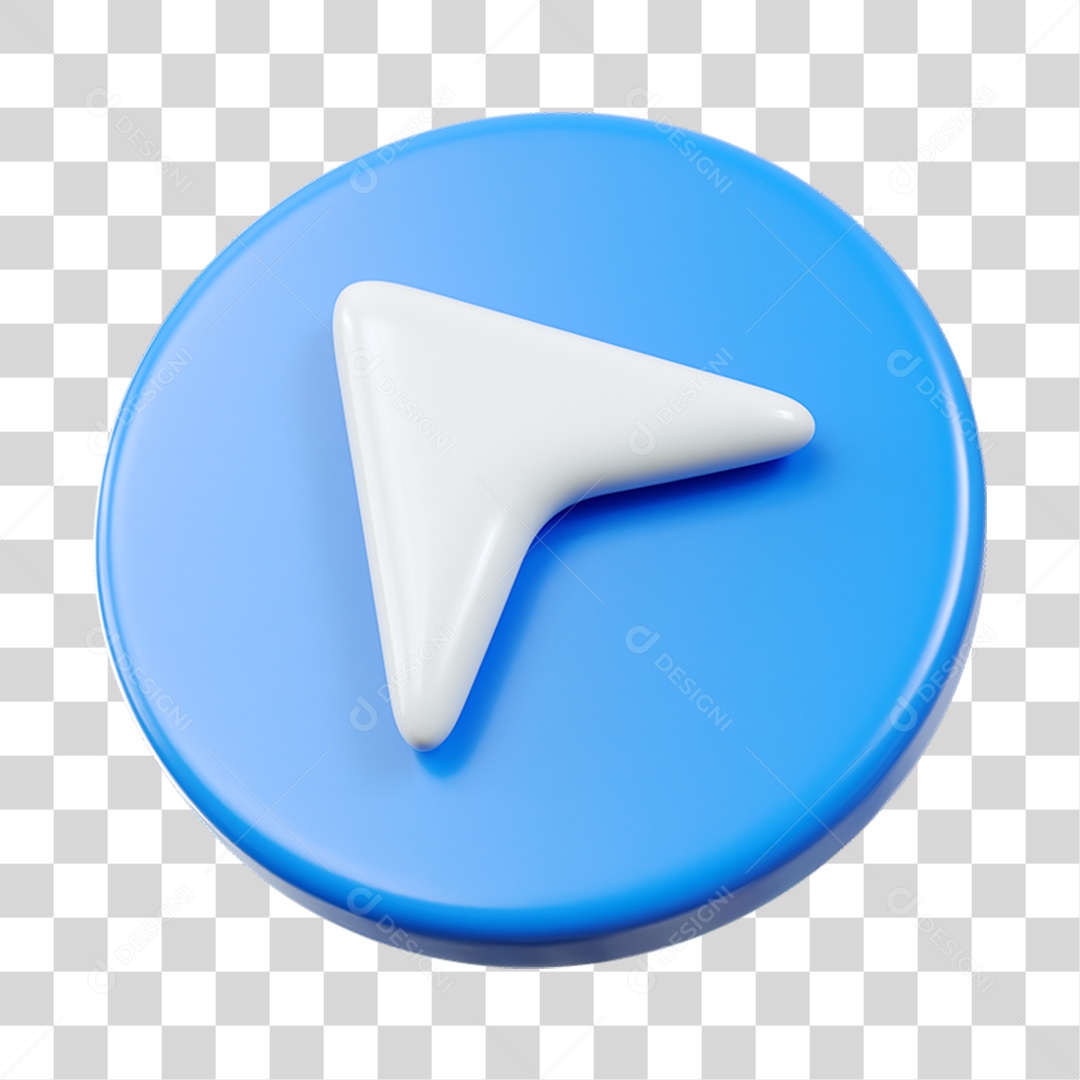 Seta Simples Elemento 3D Azul e Branco para Composição PNG Transparente