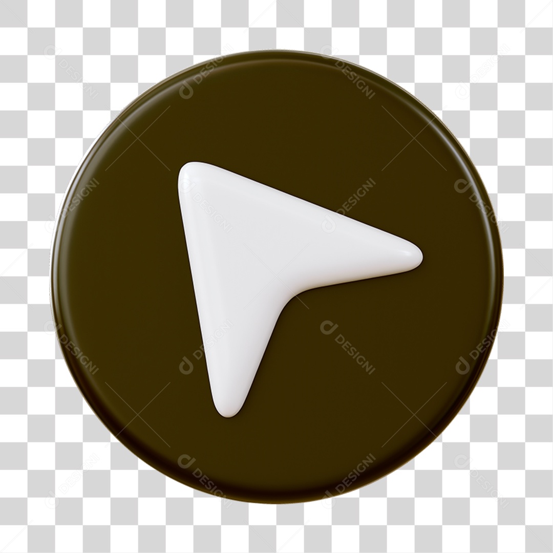 Ícone Seta Esquerda Elemento 3D para Composição PNG Transparente