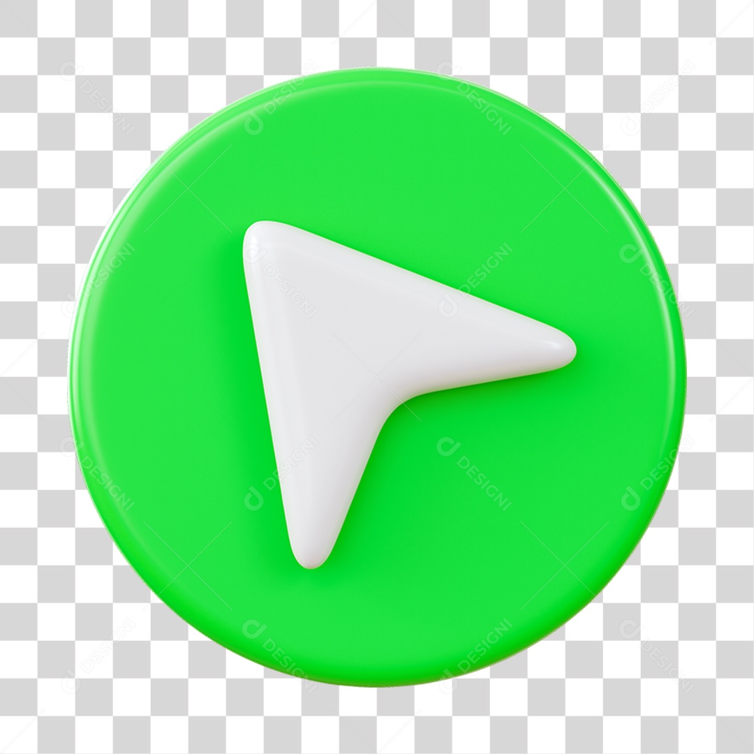 Ícone Seta Esquerda Elemento 3D Verde e Branco para Composição PNG Transparente