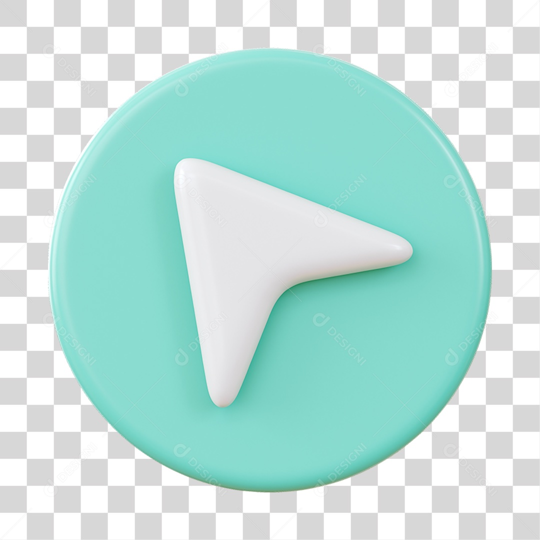 Ícone Seta Esquerda Elemento 3D Azul e Branco para Composição PNG Transparente