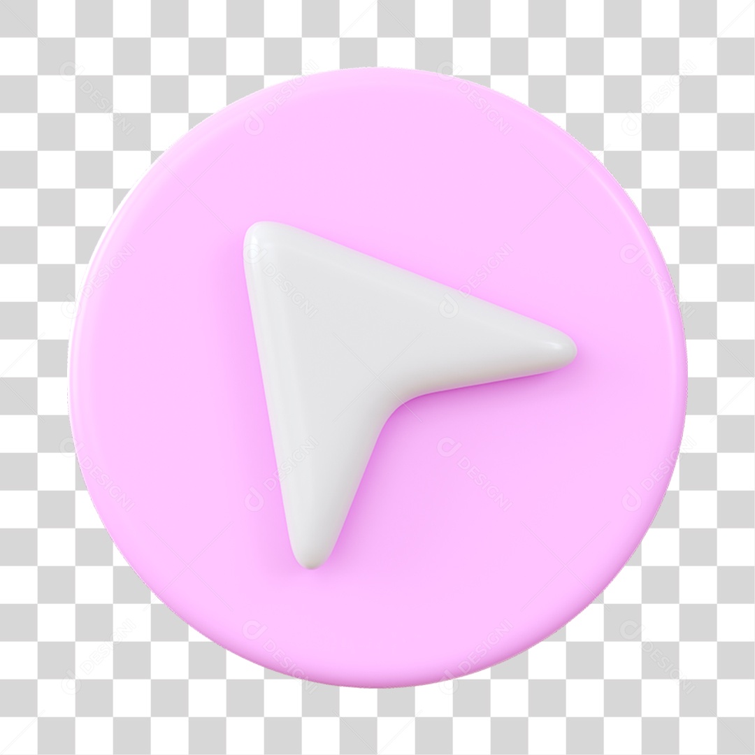 Seta Esquerda Elemento 3D Rosa Claro e Branco para Composição PNG Transparente