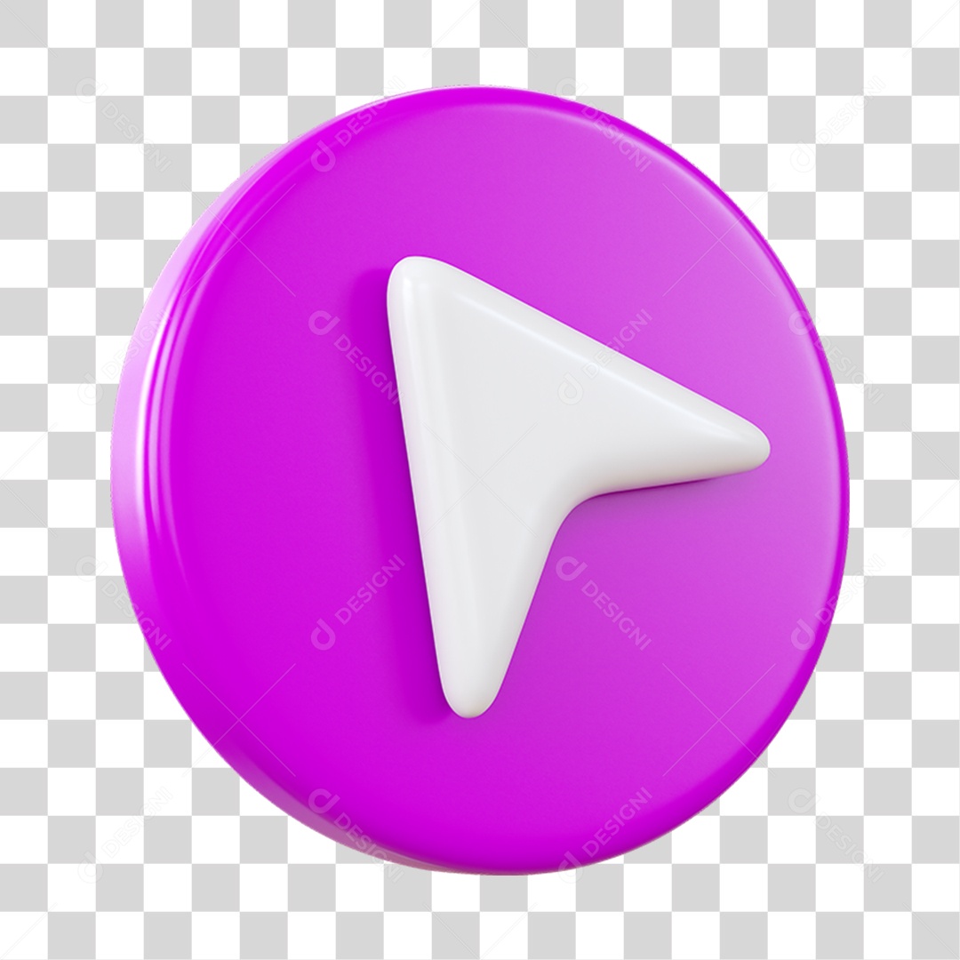 Seta Esquerda Elemento 3D Rosa e Branco para Composição PNG Transparente
