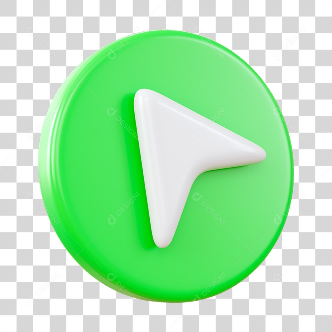 Seta Esquerda Elemento 3D Verde e Branco para Composição PNG Transparente