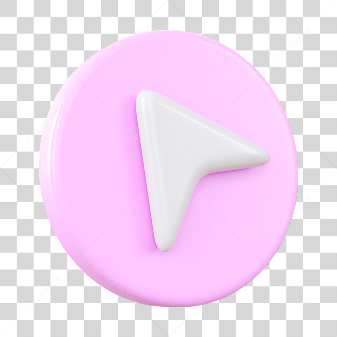 Seta Esquerda Elemento 3D Rosa Claro e Branco para Composição PNG Transparente