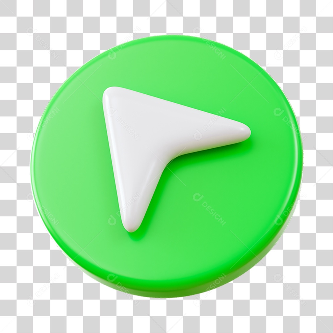 Seta Simples Esquerda Elemento 3D Verde e Branco para Composição PNG Transparente