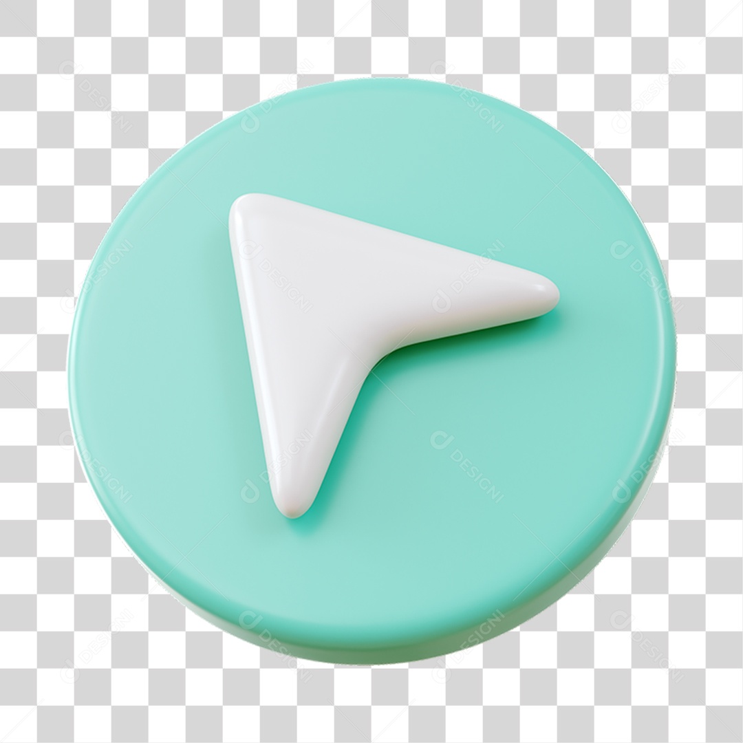 Seta Simples Esquerda Elemento 3D Azul e Branco para Composição PNG Transparente