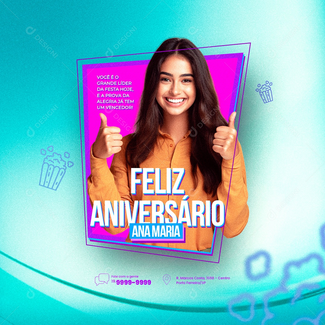 Happy Birthday Ana Maria You Are the Great Party Leader Today Big Brother Brazil Social Media PSD Editable