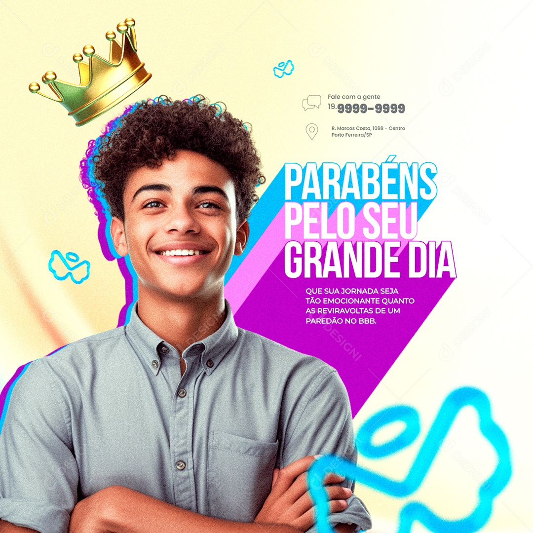 Parabéns Pelo seu Grande Dia Big Brother Brasil Que sua Jornada Seja tão Emocionante Social Media PSD Editável