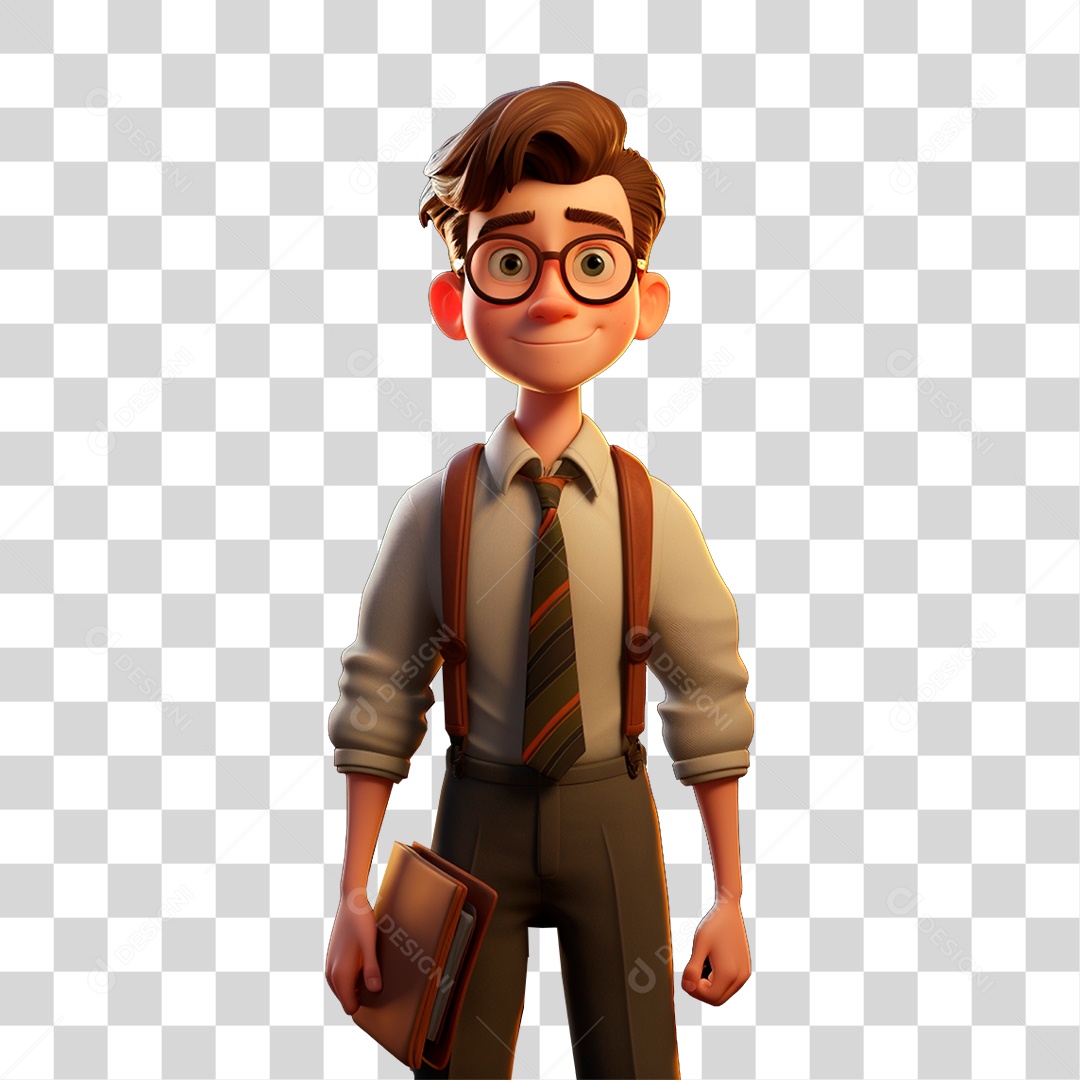 Estudante com Livro nas Mãos PNG Transparente