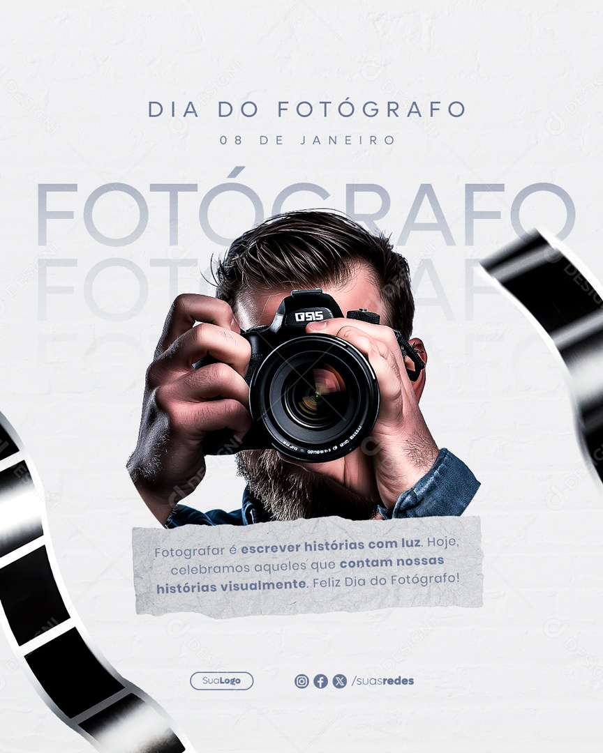 Feliz Dia Do Fotógrafo 08 De Janeiro Social Media PSD Editável
