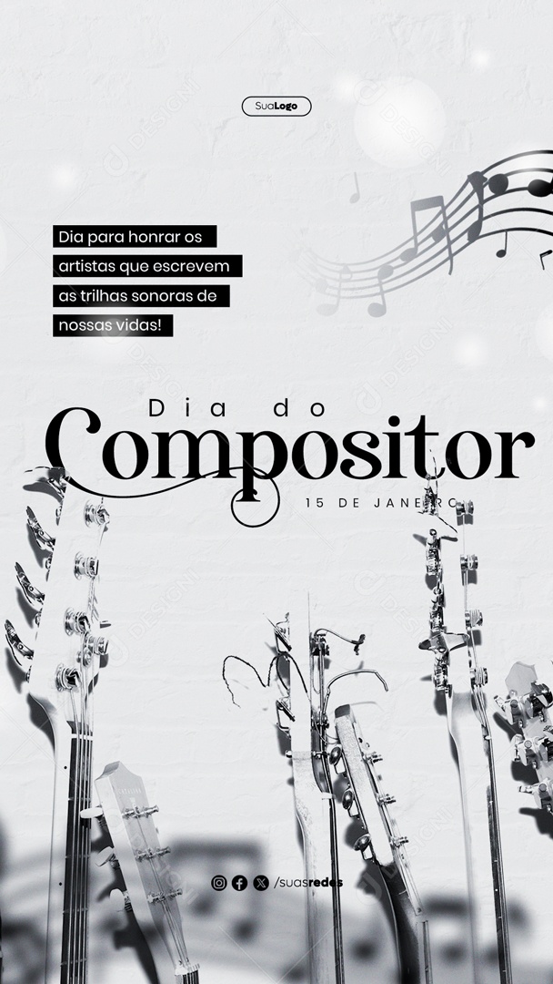 Story Dia Mundial Do Compositor 15 de Janeiro Social Media PSD Editável