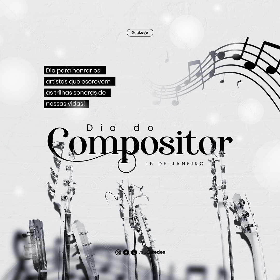 Feed Dia Mundial Do Compositor 15 de Janeiro Social Media PSD Editável
