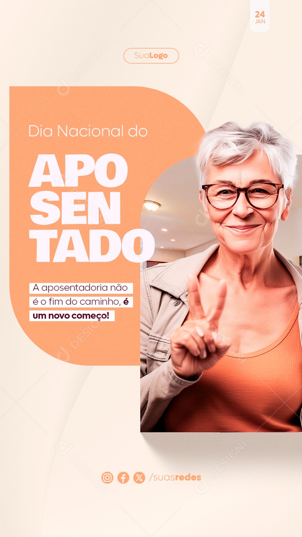 Story Dia Nacional dos Aposentados 24 de Janeiro Social Media PSD Editável