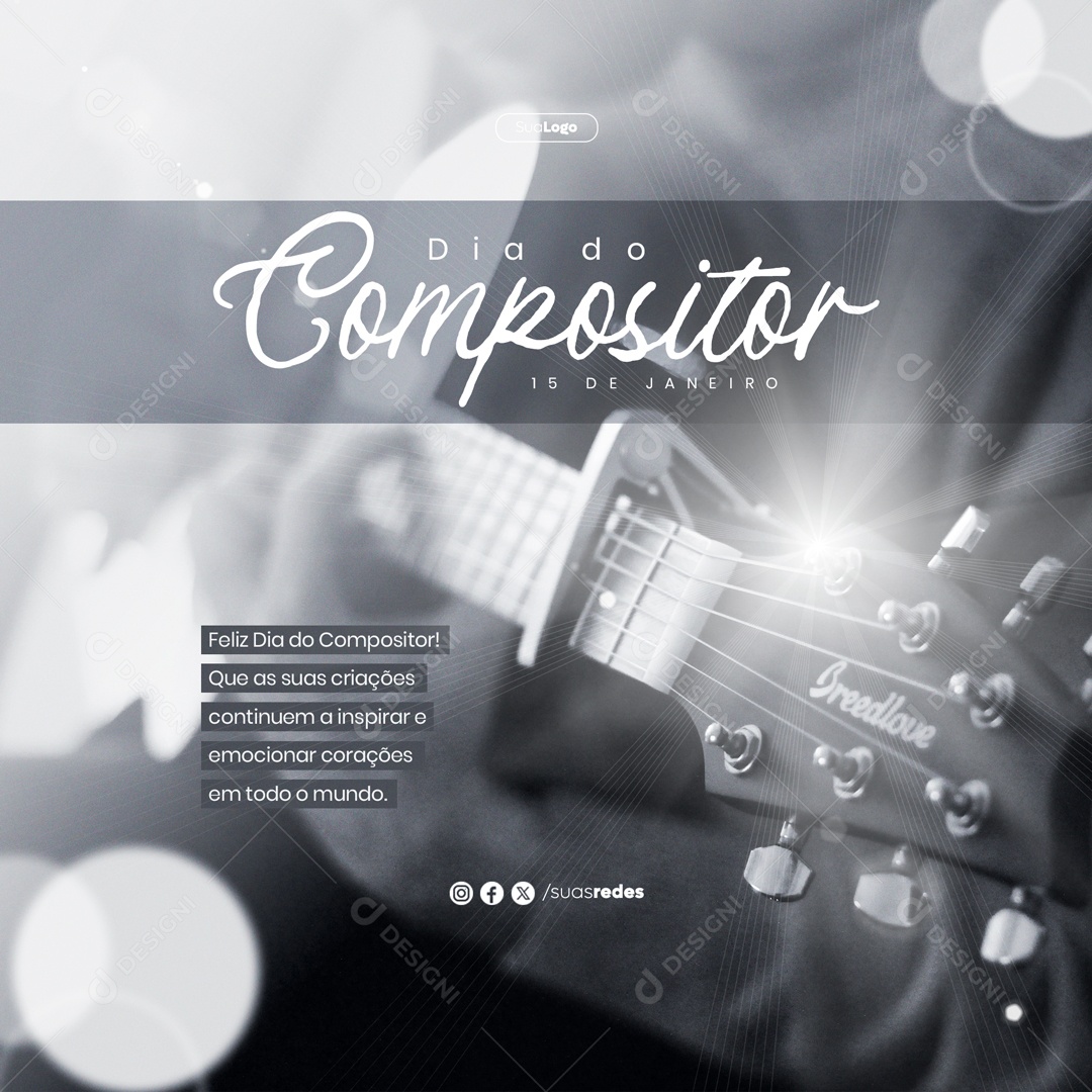 Feed Dia Mundial Do Compositor 15 de Janeiro Social Media PSD Editável
