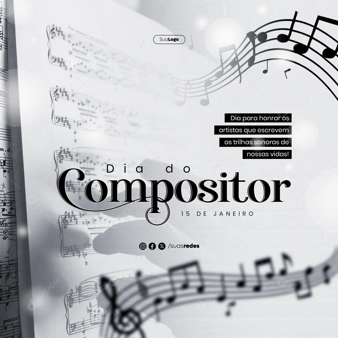 Feed Dia Mundial Do Compositor 15 de Janeiro  para Honrar os Artistas Social Media PSD Editável