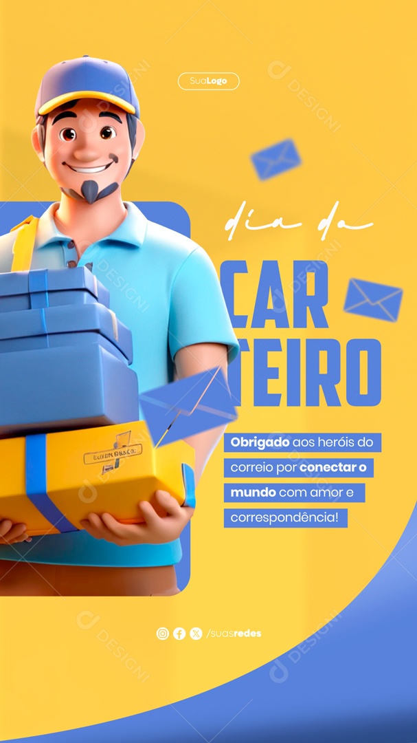 Story Dia do Carteiro 25 de Janeiro Obrigado aos Heróis do Correio Social Media PSD Editável