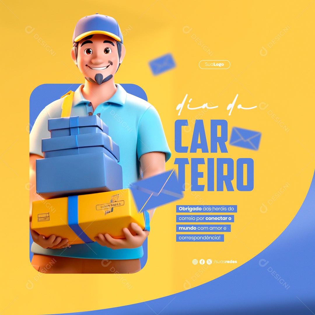Dia do Carteiro 25 de Janeiro Obrigado aos Heróis do Correio Social Media PSD Editável