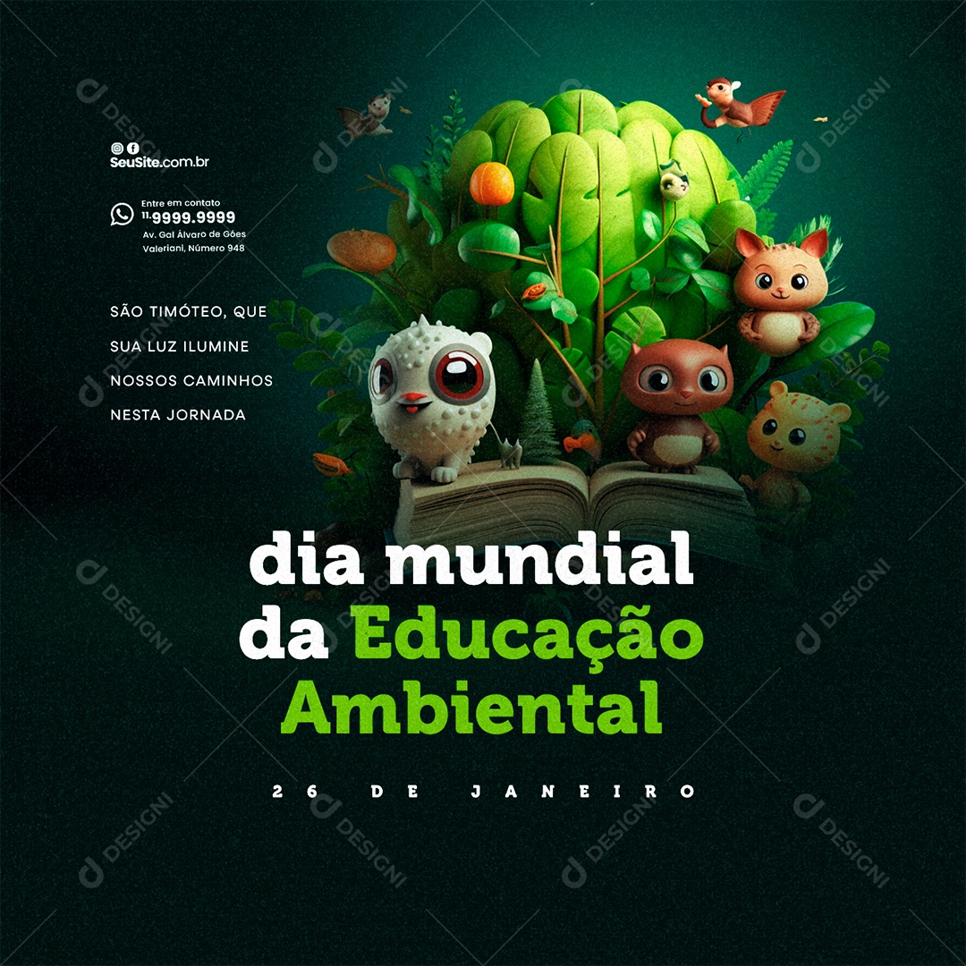 Dia Mundial Da Educação Ambiental 26 De Janeiro Social Media PSD Editável