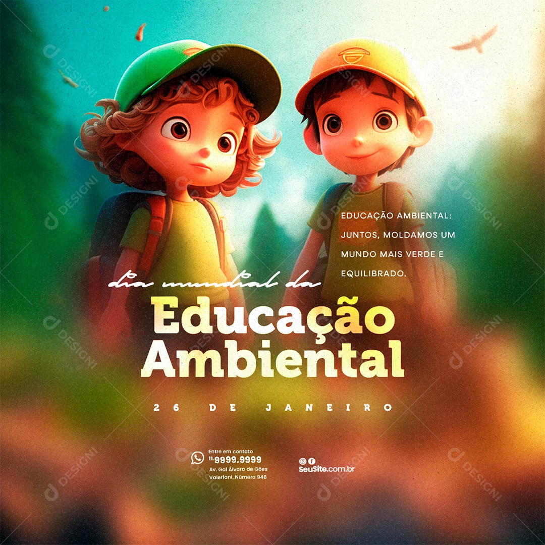 Dia Mundial Da Educação Ambiental 26 De Janeiro Juntos Moldamos um Mundo mais Verde Social Media PSD Editável