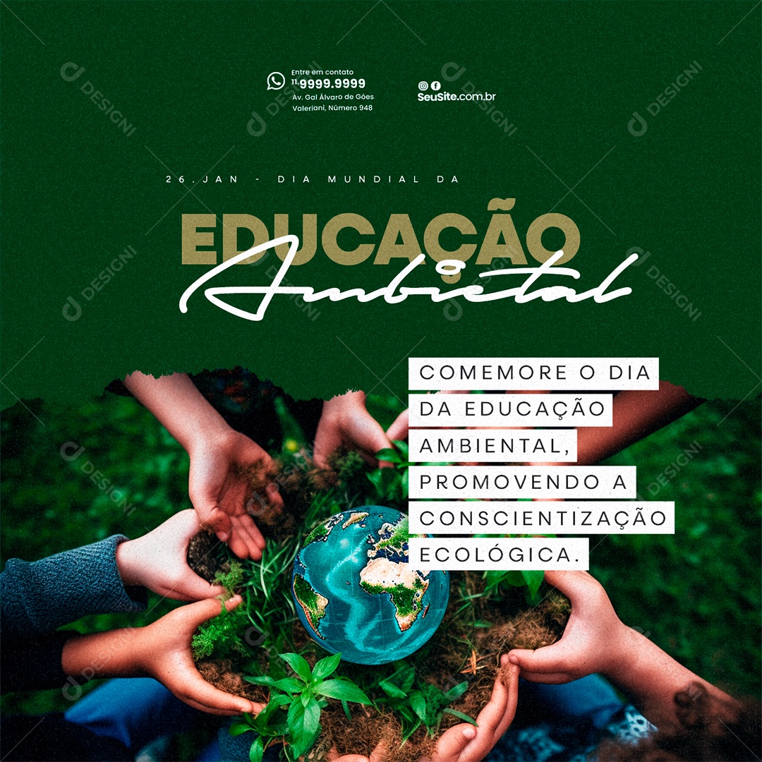 Dia Mundial Da Educação Ambiental 26 De Janeiro Promovendo a Conscientização Social Media PSD Editável