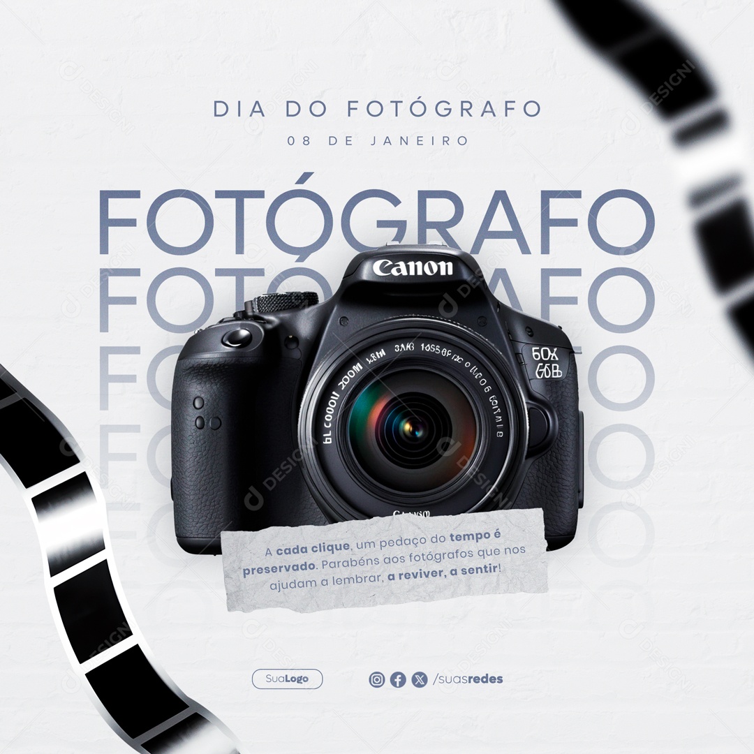 Feed Dia Do Fotógrafo 08 de Janeiro nos Ajudam a Lembar a Reviver a Sentir Social Media PSD Editável
