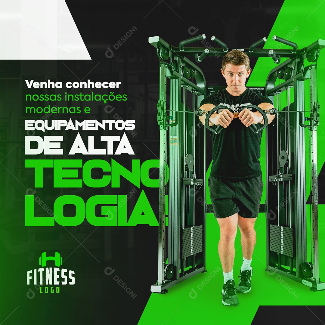 Academia Equipamentos de Alta Tecnologia Fitness Social Media PSD Editável
