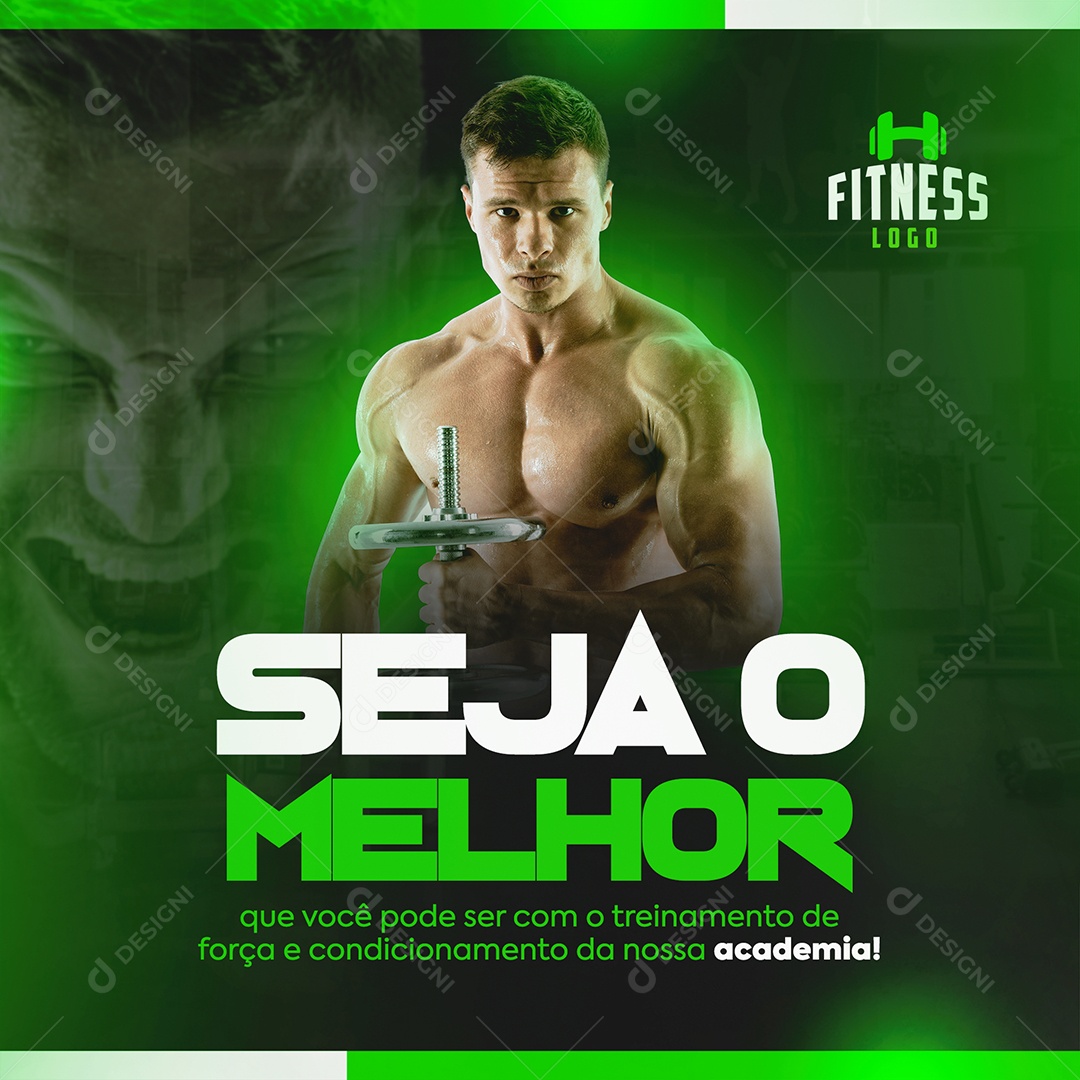 Academia Seja o Melhor que você pode ser com o treinamento Social Media PSD Editável