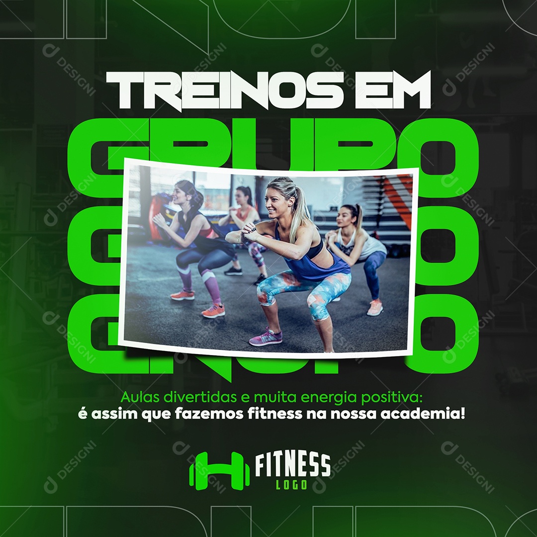 Academia Treinos em Grupo Aulas divertidas Social Media PSD Editável